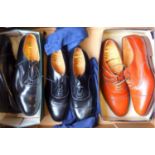 THREE PAIRS OF GENTLEMAN'S SHOES COMPRISING CHURCH'S BALMORAL BLACK BROGUES, SIZE 8; CHURCH'S ARGYLL