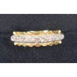 YELLOW METAL RING SET NINE DIAMONDS, STAMPED 18 CT, GROSS 3.1 GRAMS