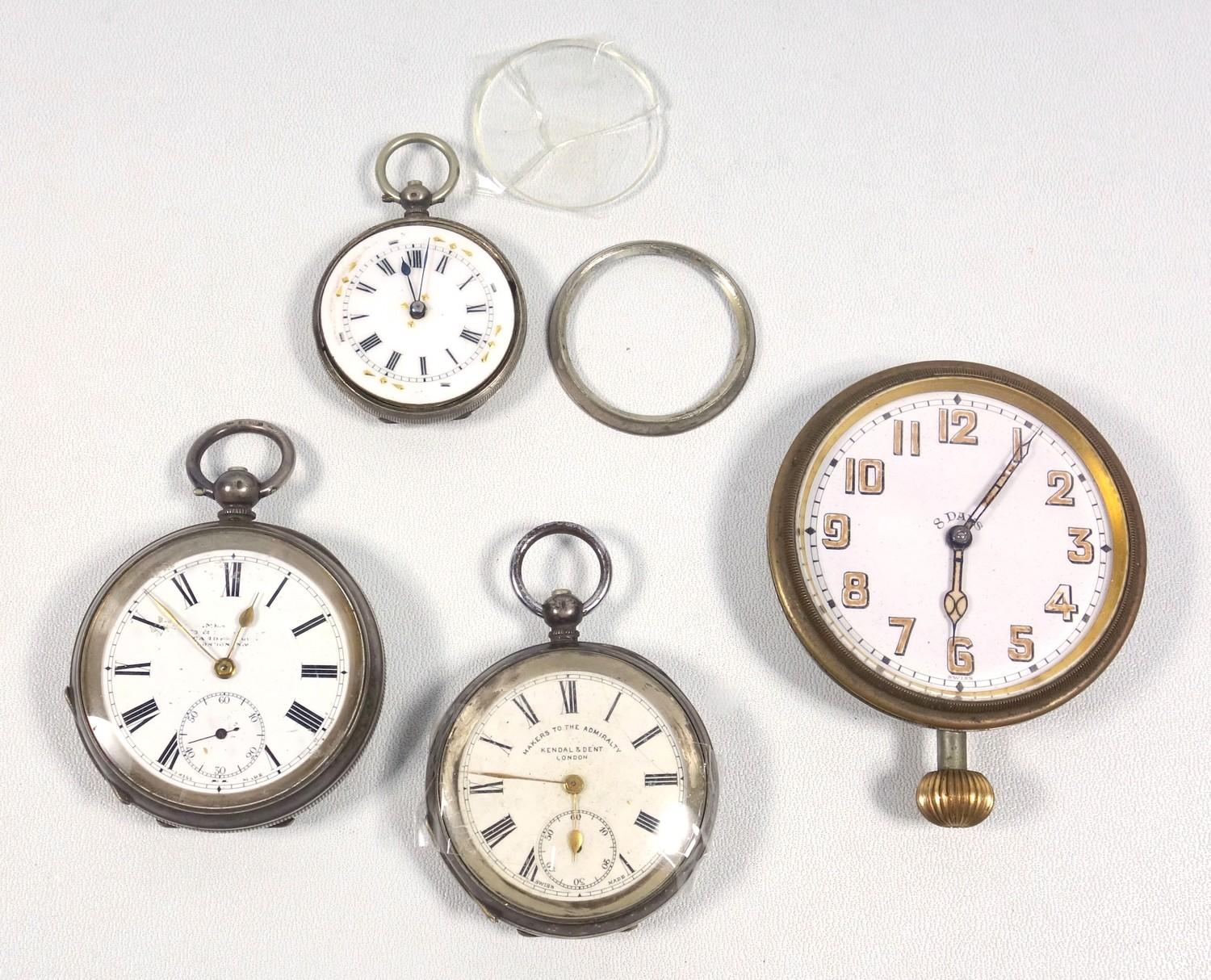 19TH CENTURY SILVER SWISS OPEN FACED POCKET WATCH WITH A WHITE ENAMELLED DIAL INSCRIBED, 'MAKERS