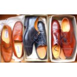 THREE PAIRS OF GENTLEMAN'S SHOES COMPRISING JONES BROWN BROGUES, SIZE 8; JONES 'COMPTON' BLACK