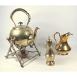 VICTORIAN SILVER PLATED SPIRIT KETTLE ON NATURALISTIC BRANCH STAND WITH BURNER, BY RICHARD