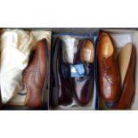 THREE PAIRS OF GENTLEMAN'S SHOES COMPRISING LOAKES BROWN LEATHER BROGUES, SIZE 8; LOAKES GEOX DARK