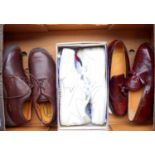 THREE PAIRS OF GENTLEMAN'S SHOES, COMPRISING BARKER CHESTNUT BROGUES WITH TASSELS, SIZE 8;
