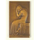 LA BAIGNEUSE, FRENCH ART NOUVEAU BRONZE PLAQUETTE, 1903, BY ABEL LAFLEUR (1875-1953) RECTANGULAR
