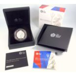 ELIZABETH II .999 5 OZ. SILVER PROOF BRITANNIA, £ 10, 2014, No 268, IN CAPSULE, WITH C OF A,