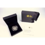 ELIZABETH II , Q E I ACCESSION SILVER PROOF £5, 2008, IN CAPSULE, WITH C OF A, CASED AND BOXED AND A