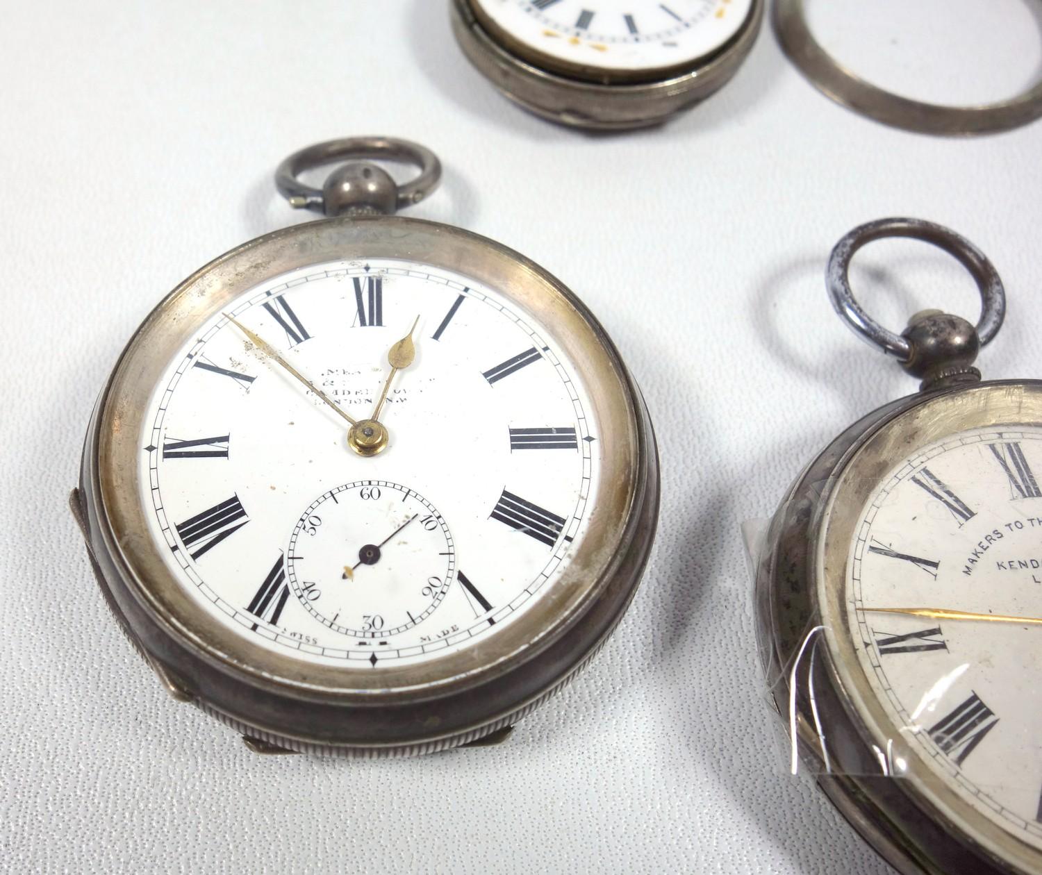 19TH CENTURY SILVER SWISS OPEN FACED POCKET WATCH WITH A WHITE ENAMELLED DIAL INSCRIBED, 'MAKERS - Image 4 of 6