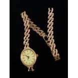LADIES 9 CT GOLD ROTARY BRACELETWATCH WITH AN OVAL DIAL AND SWISS QUARTZ MOVEMENT, IMPORT MARKS,