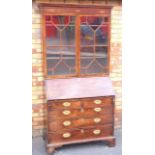 GEORGE III MAHOGANY BUREAU CABINET WITH A FITTED INTERIOR (H. 210 CM, W. 107 CM, D. 57 CM