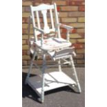 EDWARDIAN WHITE PAINTED METAMORPHIC HIGHCHAIR WITH FOLDING FOOD TRAY AND FOOTREST (H.98.5 CM)