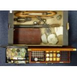 AN ALLEN & HANBURYS LTD. MAHOGANY RECTANGULAR BOX, WITH INSET BRASS CORNERS (W. 45 CM), HENRY