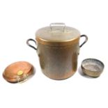 VICTORIAN COPPER STOCKPOT, WITH TWO LOOP HANDLES AND COVER (H. 34.5 CM OVERALL), COPPER HOT WATER