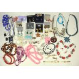QUANTITY OF NECKLACES, EARRINGS AND OTHER COSTUME JEWELLERY (A LOT)