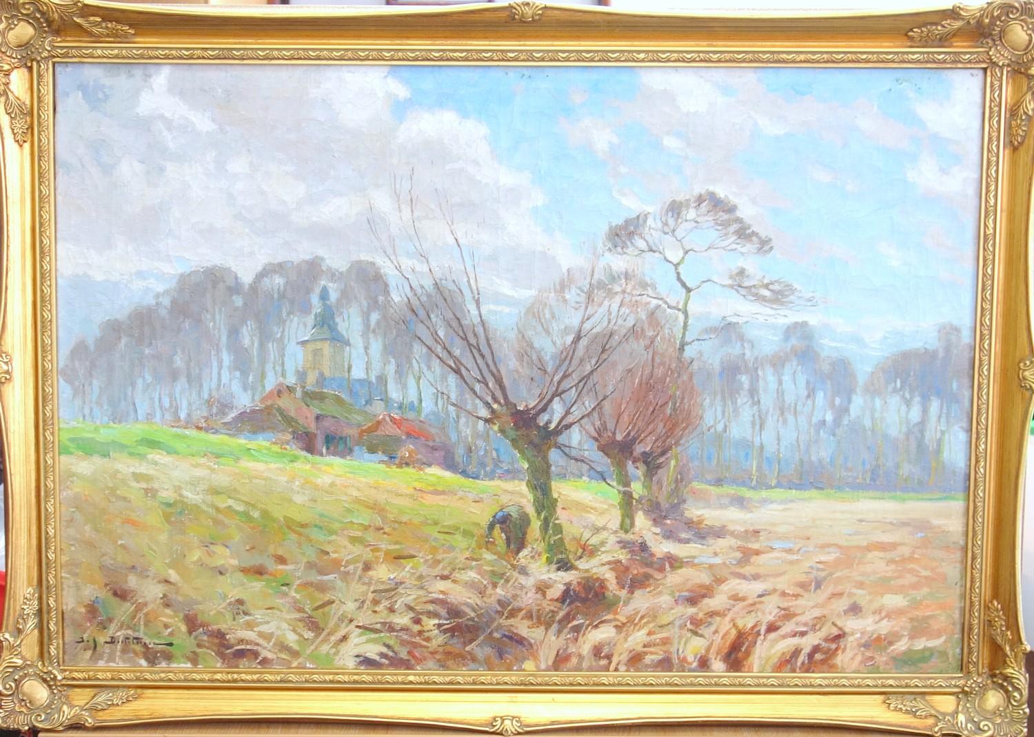 J I DUTILIEU, MANOR HOUSE, NR. UCCLE, BRUSSELS, SIGNED, OIL ON CANVAS, 50 X 75 CM.