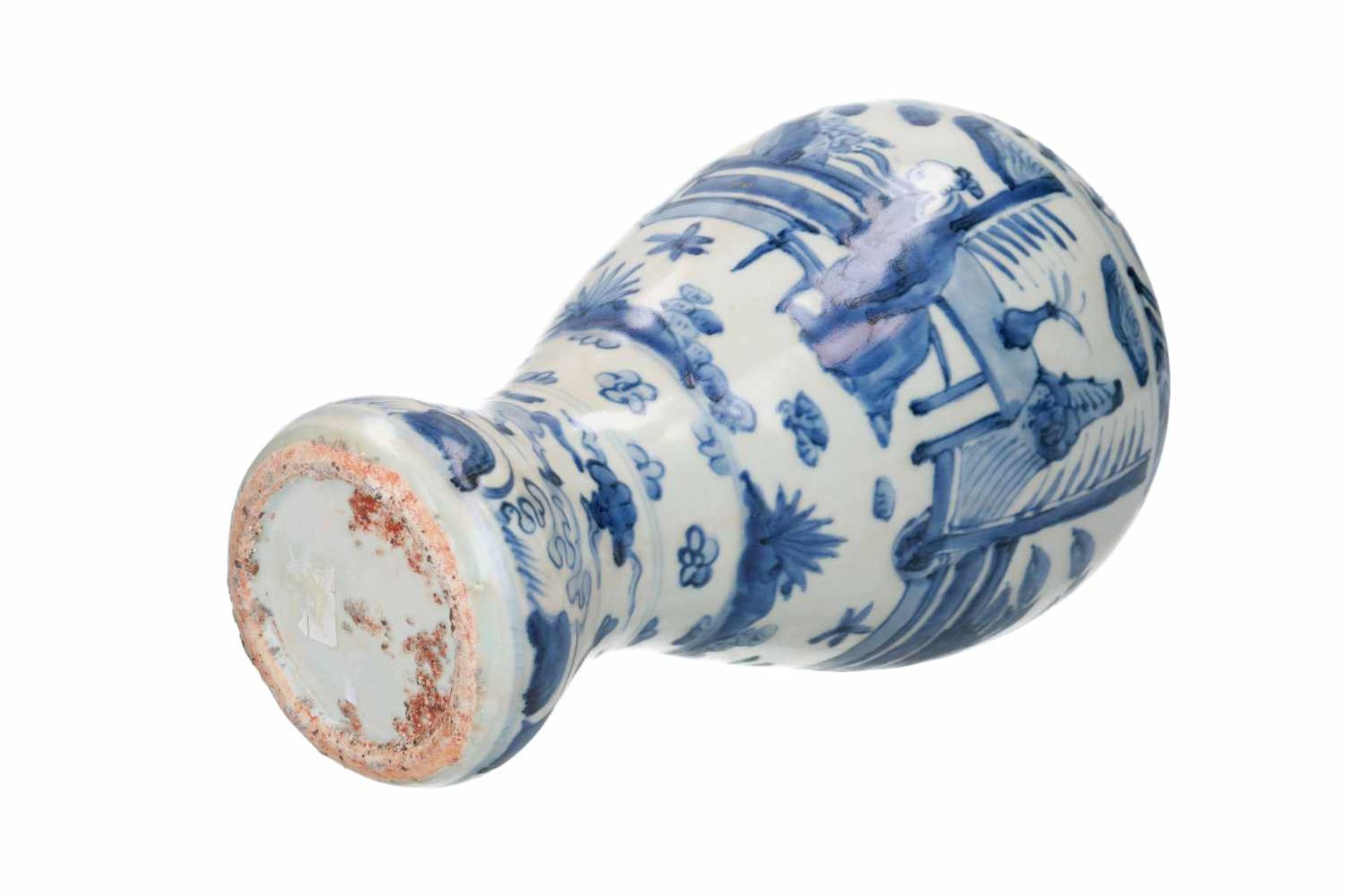 A blue and white porcelain Meiping vase, decorated with figures, horses and fruits. Unmarked. China, - Bild 6 aus 6