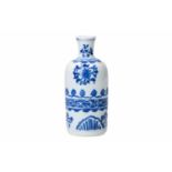 A blue and white porcelain vase, decorated with flowers and patterns. Unmarked. China, Kangxi.