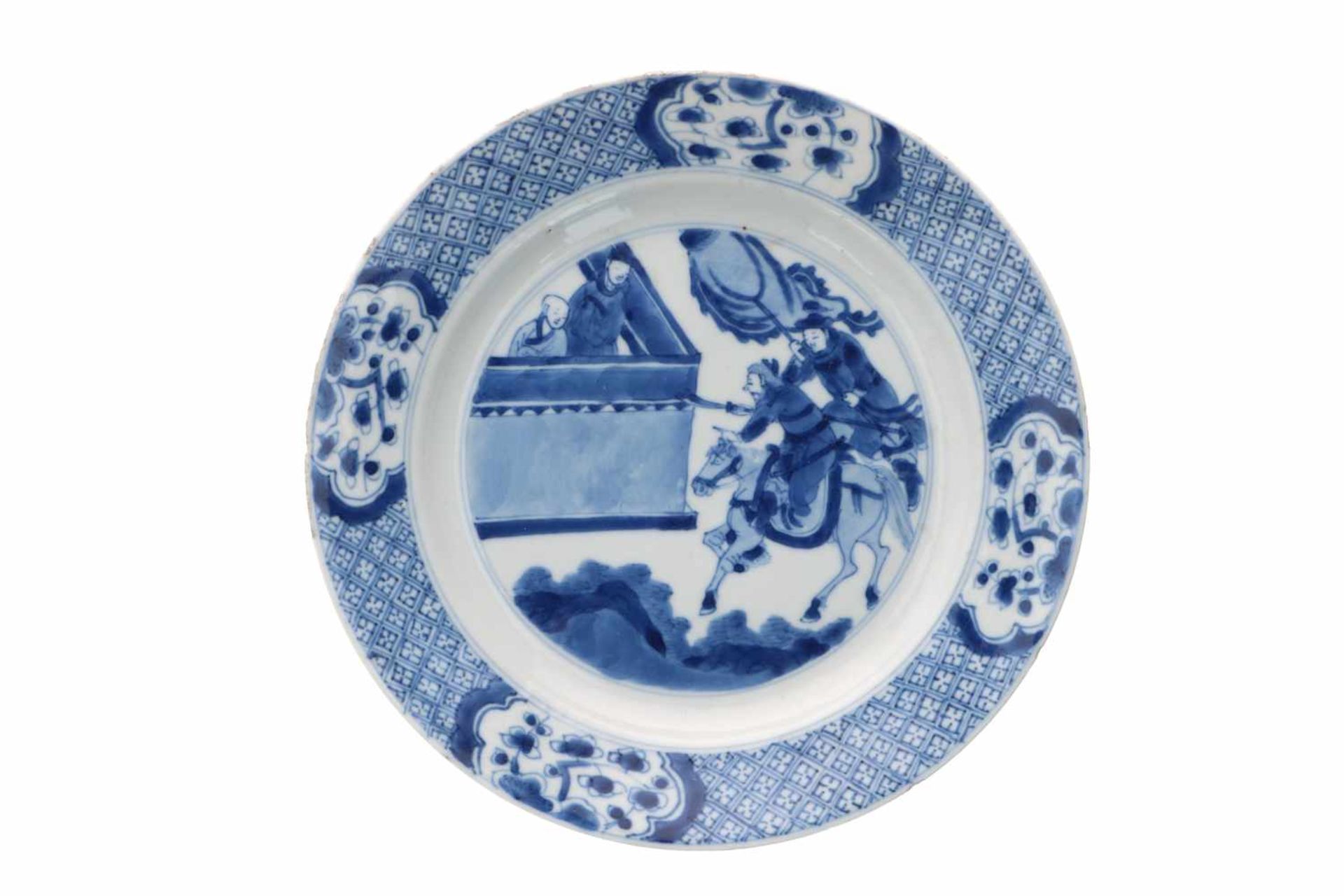 Two blue and white porcelain dishes, 1) decorated with a scene from the Romance of the Western - Bild 3 aus 8