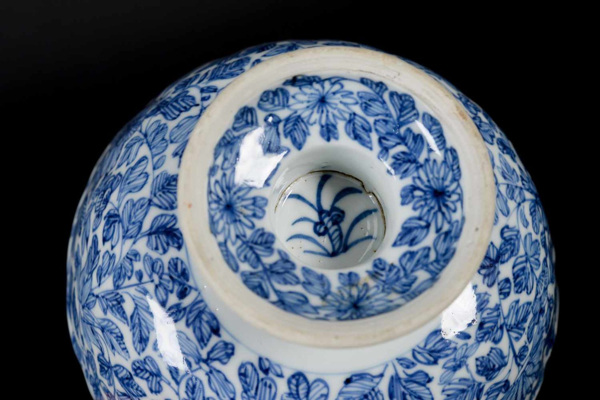 A pair of blue and white porcelain tazzas, decorated with flowers. Marked with symbol. China, - Image 11 of 14