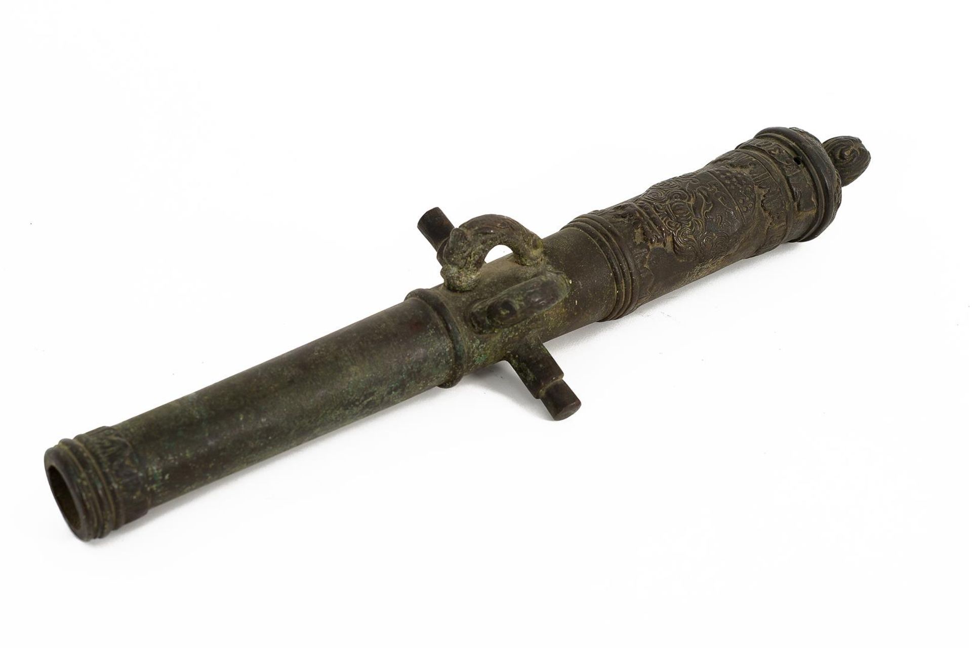 A pair of bronze cannons with coat of arms, on wooden gun carriage. Dated 1630. Holland, 19th centur - Bild 8 aus 9