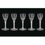 A set of five garland glasses with white garland. Holland, 18th century.