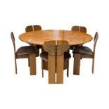 A dining table with five Africa chairs of the Artona series by Afra and Tobia Scarpa for Maxalto. It