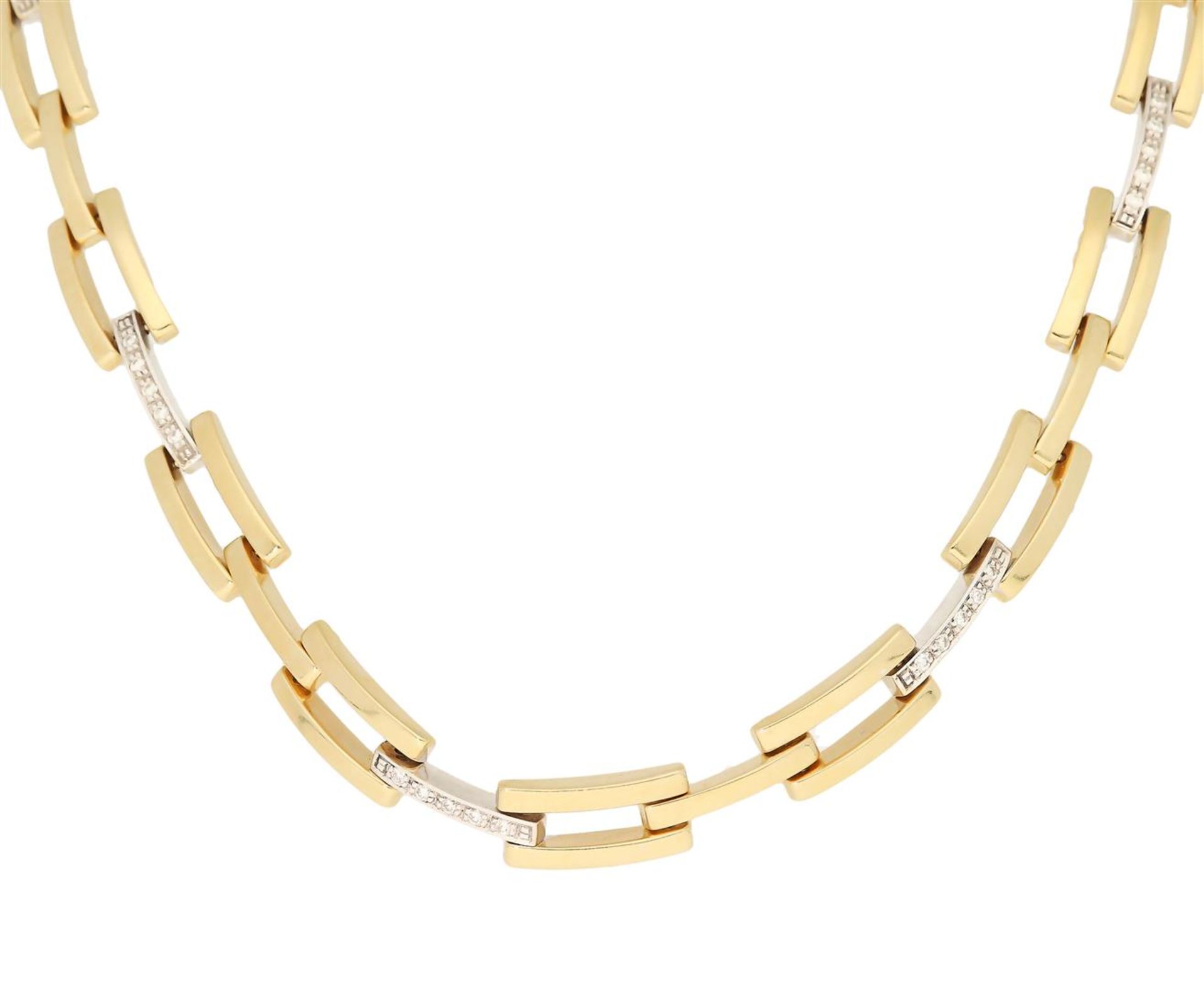 A 14-kt bicolor golden choker set with 25 brilliant-cut diamonds of each approx. 0.01 ct. L. 44.5 cm - Image 5 of 5