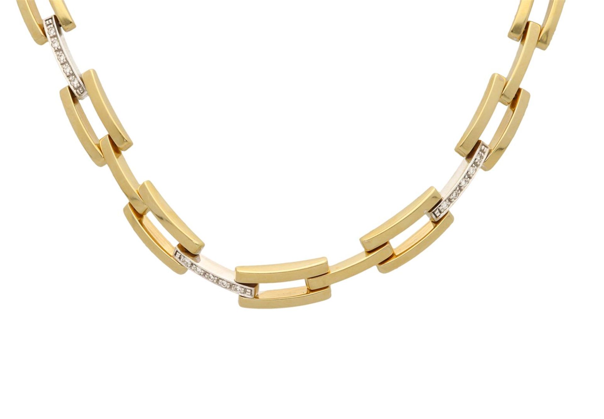 A 14-kt bicolor golden choker set with 25 brilliant-cut diamonds of each approx. 0.01 ct. L. 44.5 cm - Bild 2 aus 5