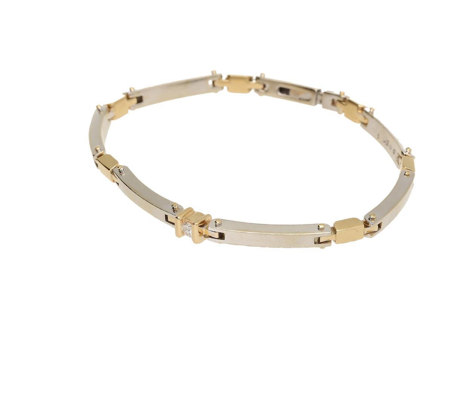 A 14-kt 'Le Chic' bicolor golden bracelet set with a brilliant-cut diamond of approx. 0.07 ct. L. 18