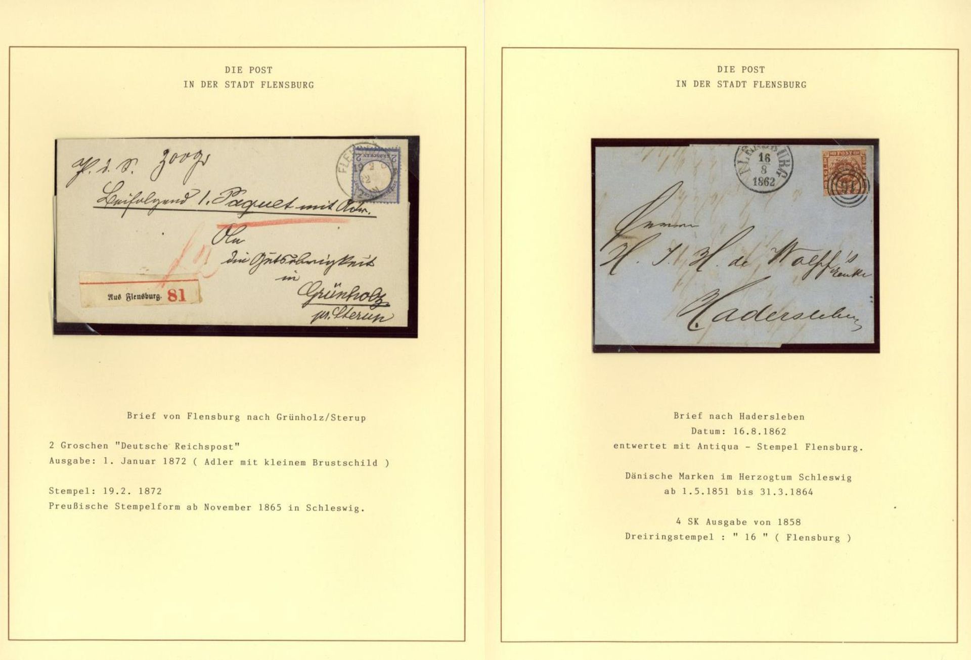 1850/1948, kleine Heimatsammlung von 21 Belegen von Flensburg beginnend mit einem Brief aus der