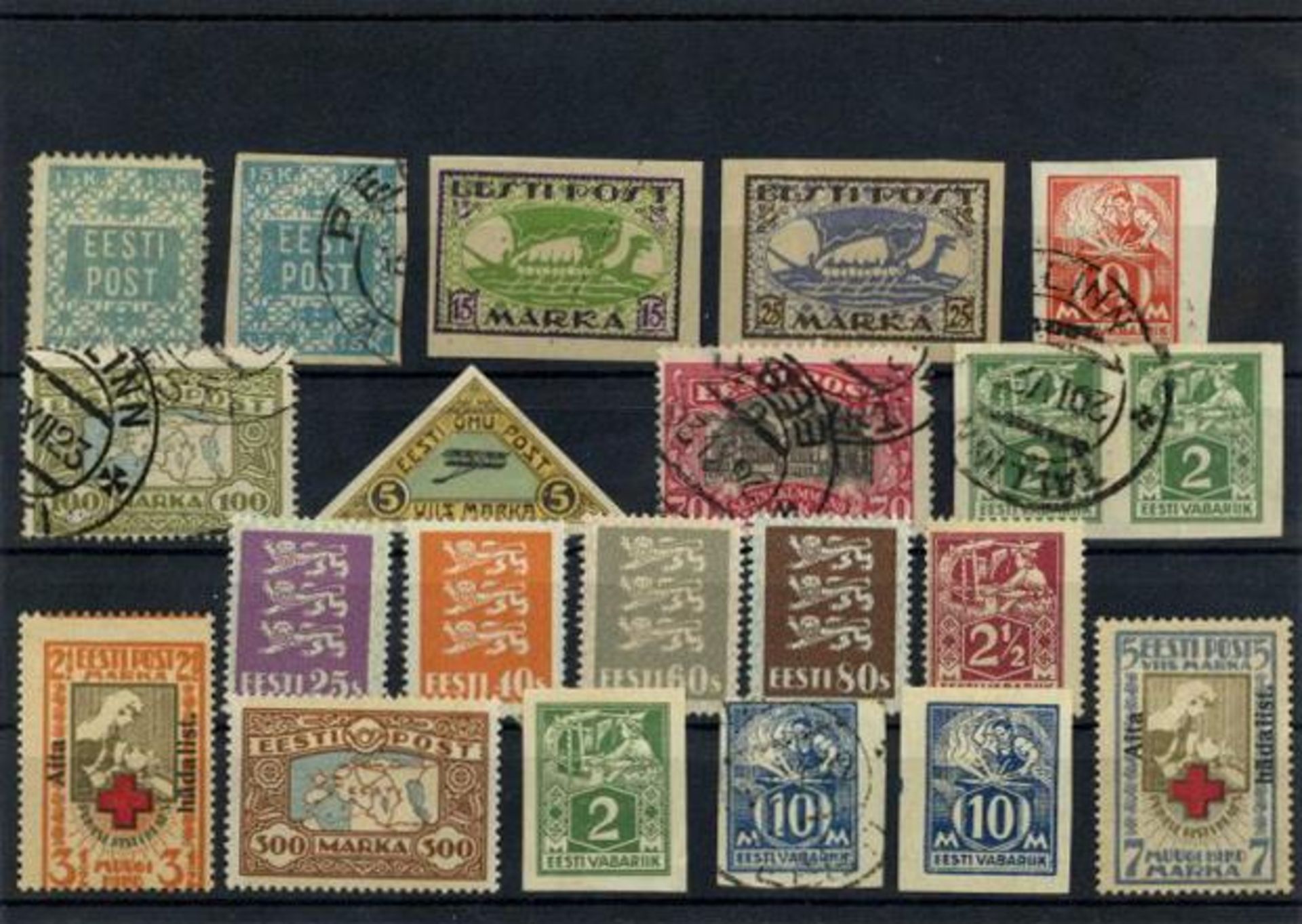 Estland, 1918-40, Teilsammlung */gest., dabei bessere auf alten Vordrucken, unterschiedlich,