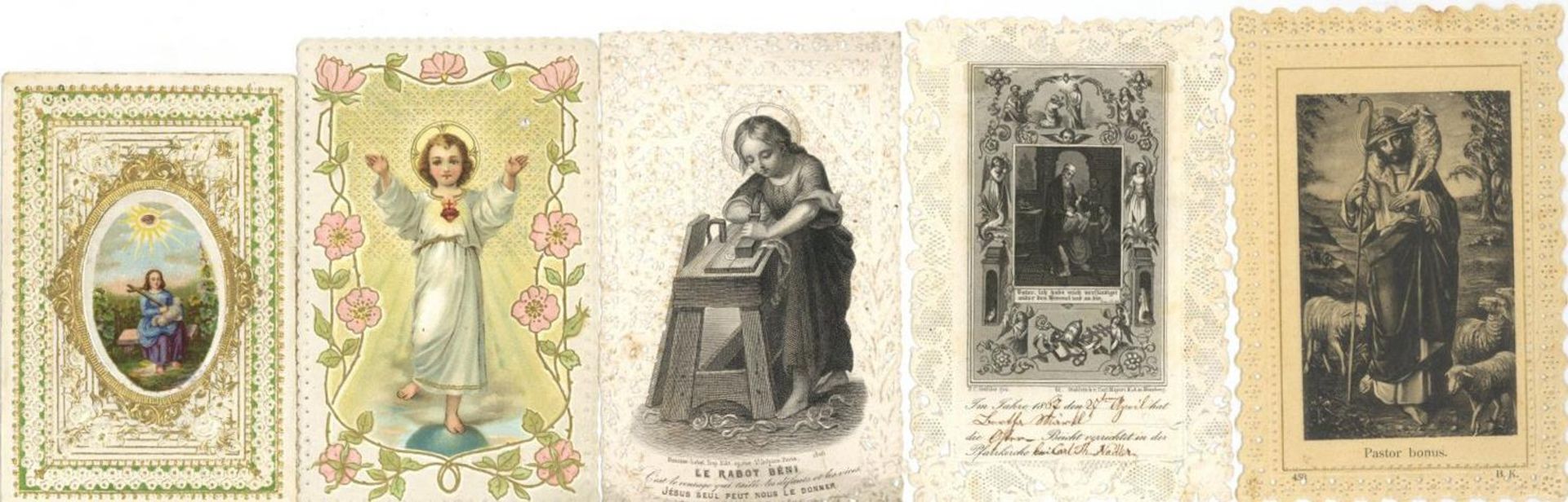 Religion,Christliche,HeiligeHeiligenbild Lot mit über 30 Stück Spitzen- u. Stanzbildchen ab 1876 I-