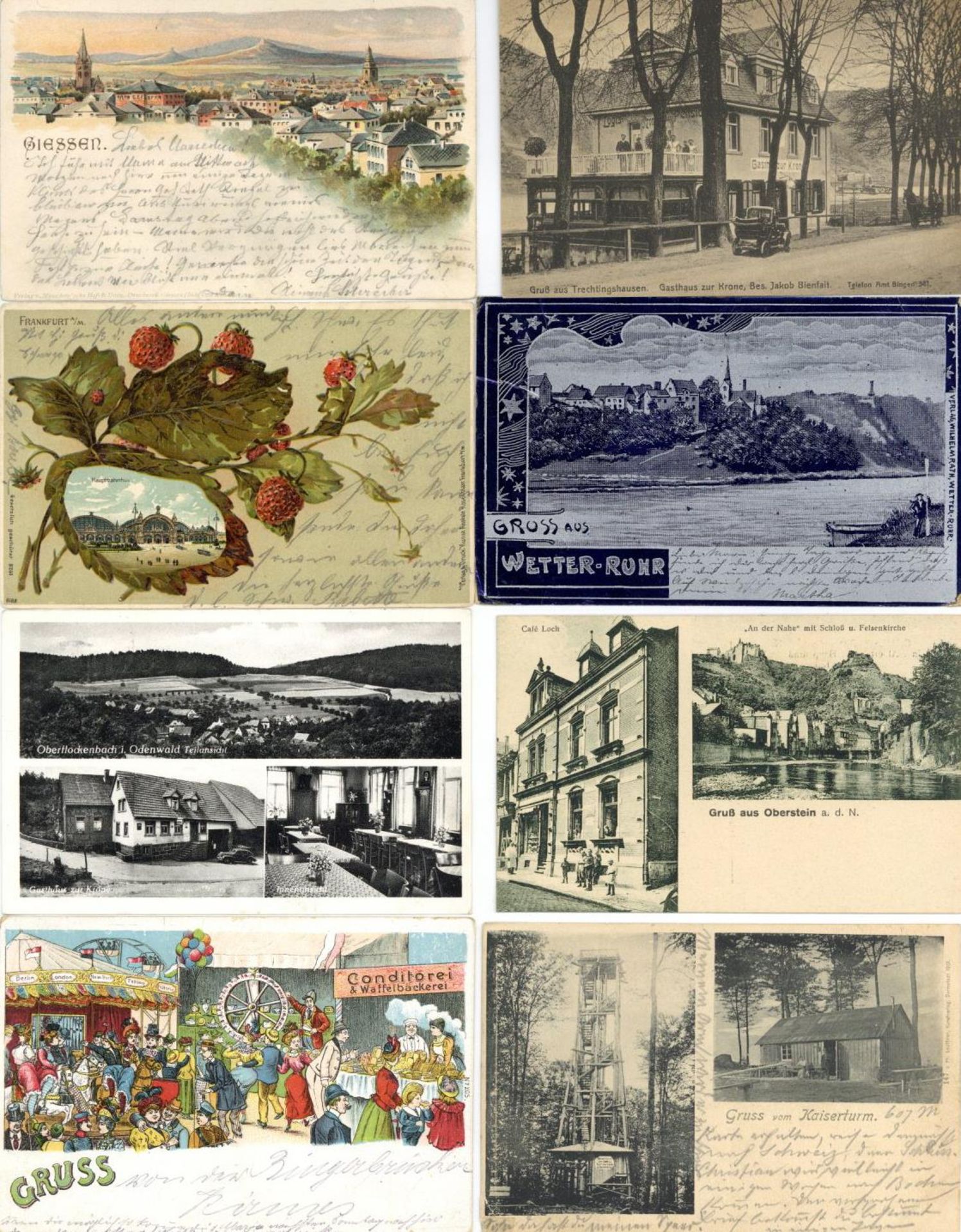 Deutschland Partie mit über 500 Ansichtskarten aus dem PLZ-Gebiet 6000-6999 meist Karten aus 1900-