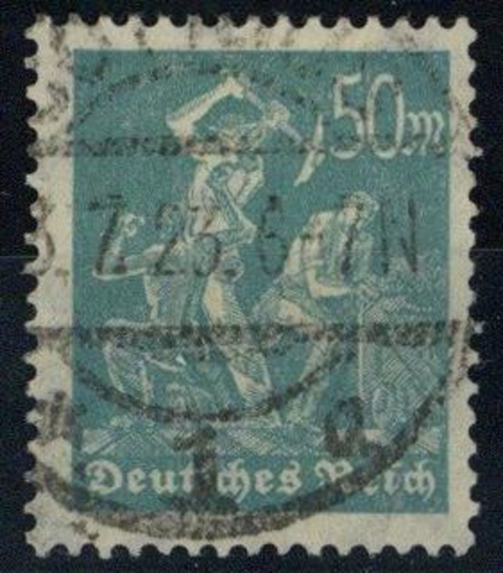 DR, Mi.Nr.245, 1923, 50 M bläulichgrün, DB ... 7.3.23, farbfrisch, gute Erhaltung, gepr. Infla