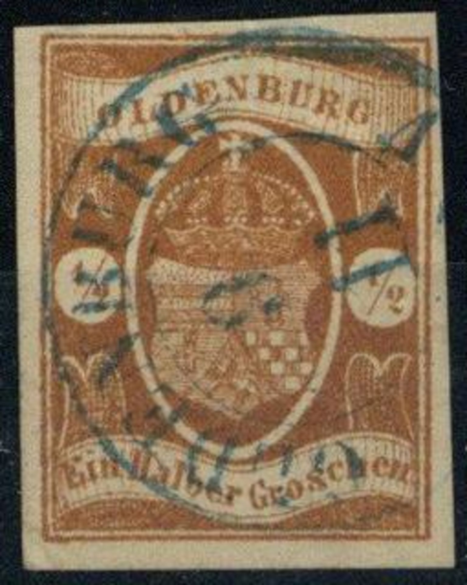 OLDENBURG, Mi.Nr.11a, 1861, 1/2 Gr braunorange, vollrandig, farbfrisch, klarer K2 OLDENBURG 9 11,