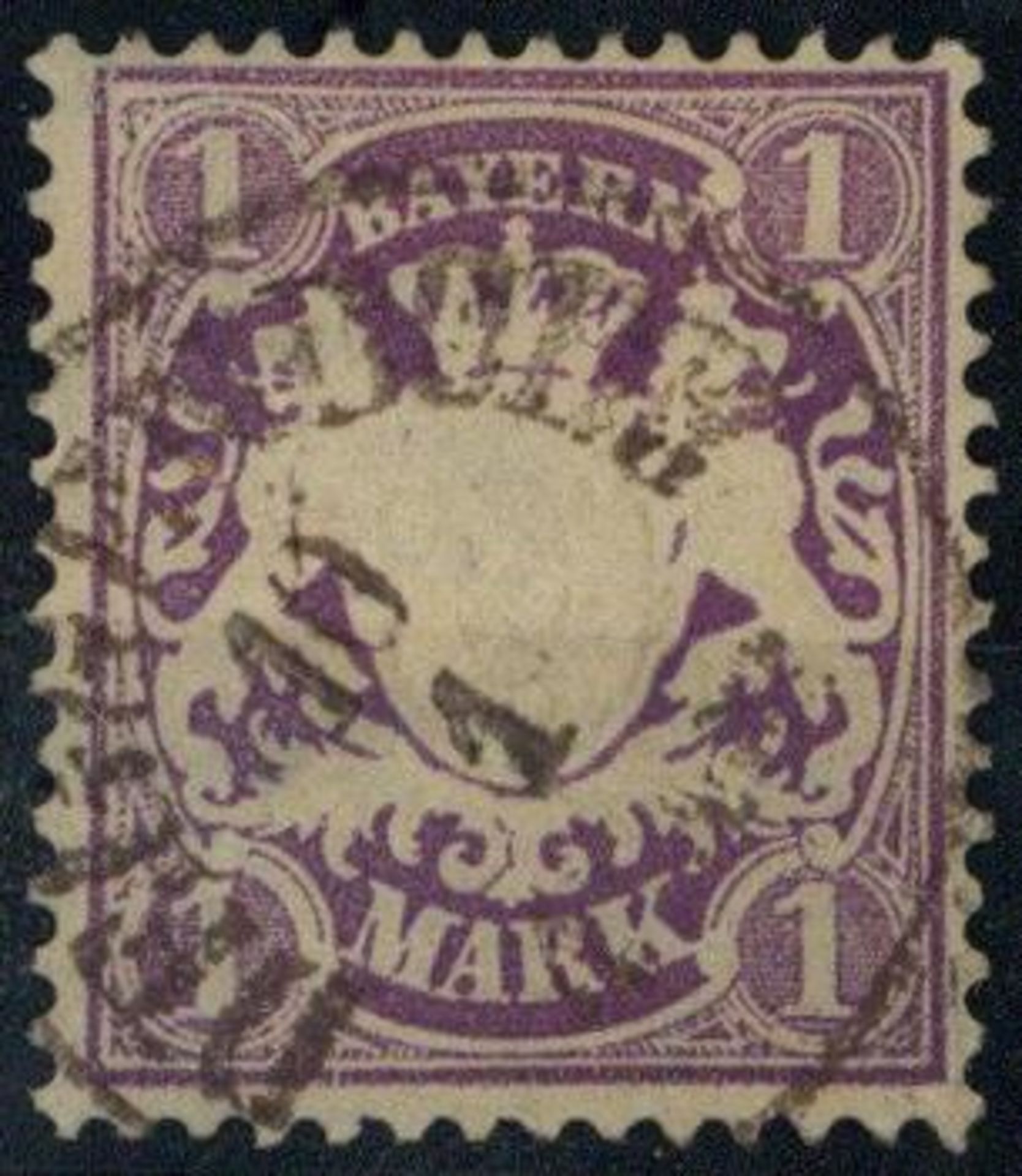 BAYERN, Mi.Nr.31b, 1875, 1 M lebhaftviolett, gezähnt, gestempelt, etwas höher doppelt sign. Sem BPP