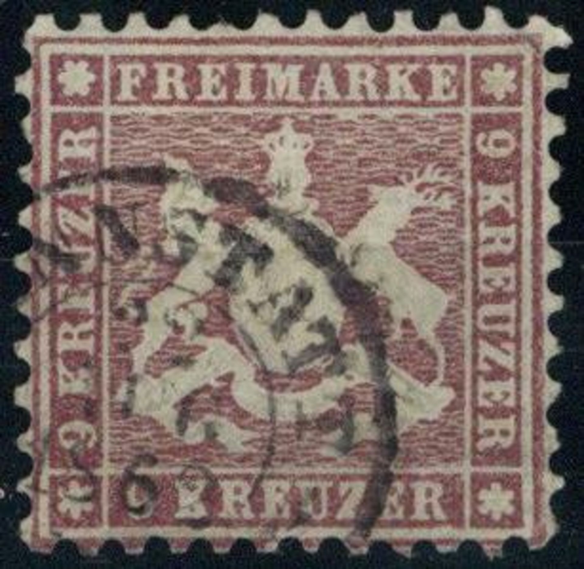 WÜRTTEMBERG, Mi.Nr.24, 1862, 9 Kr dunkelrotkarmin, K2 (CA)NNSTADT 22 AUG 1862, tiefst sign.