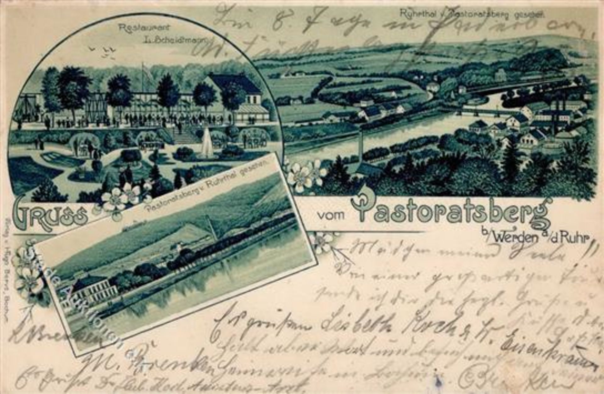 Werden (4300) Gasthaus Scheidtmann Lithographie 1900 I-IIDieses Los wird in einer online-Auktion