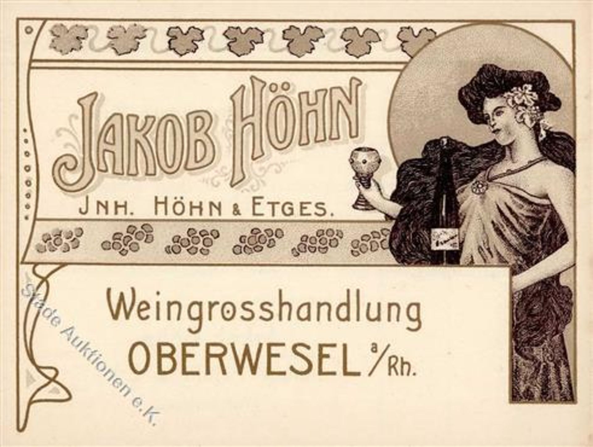 Oberwesel (6532) Weingrosshandlung Höhn Werbe-Karte Klapp AK IDieses Los wird in einer online-