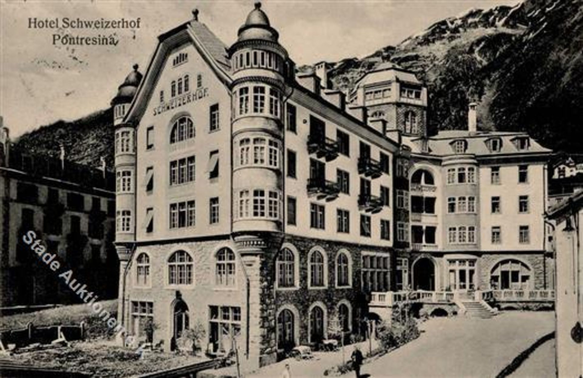 Pontresina (7504) Schweiz Hotel Schweizer Hof 1916 I-IIDieses Los wird in einer online-Auktion