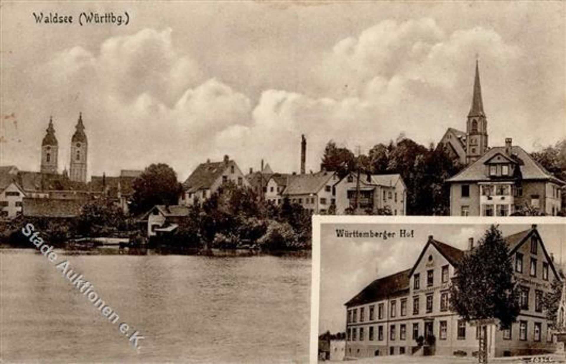 Bad Waldsee (7967) Gasthaus Württemberger Hof I-II (Marke teilweise entfernt)Dieses Los wird in