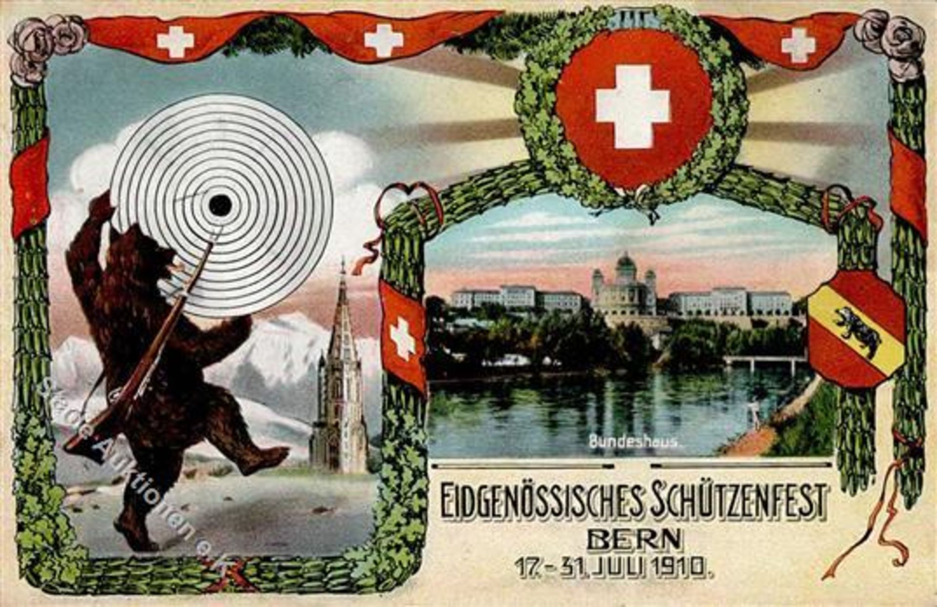Bern (3000) Schweiz Schützenfest 17.-31.7.1910 I-IIDieses Los wird in einer online-Auktion ohne