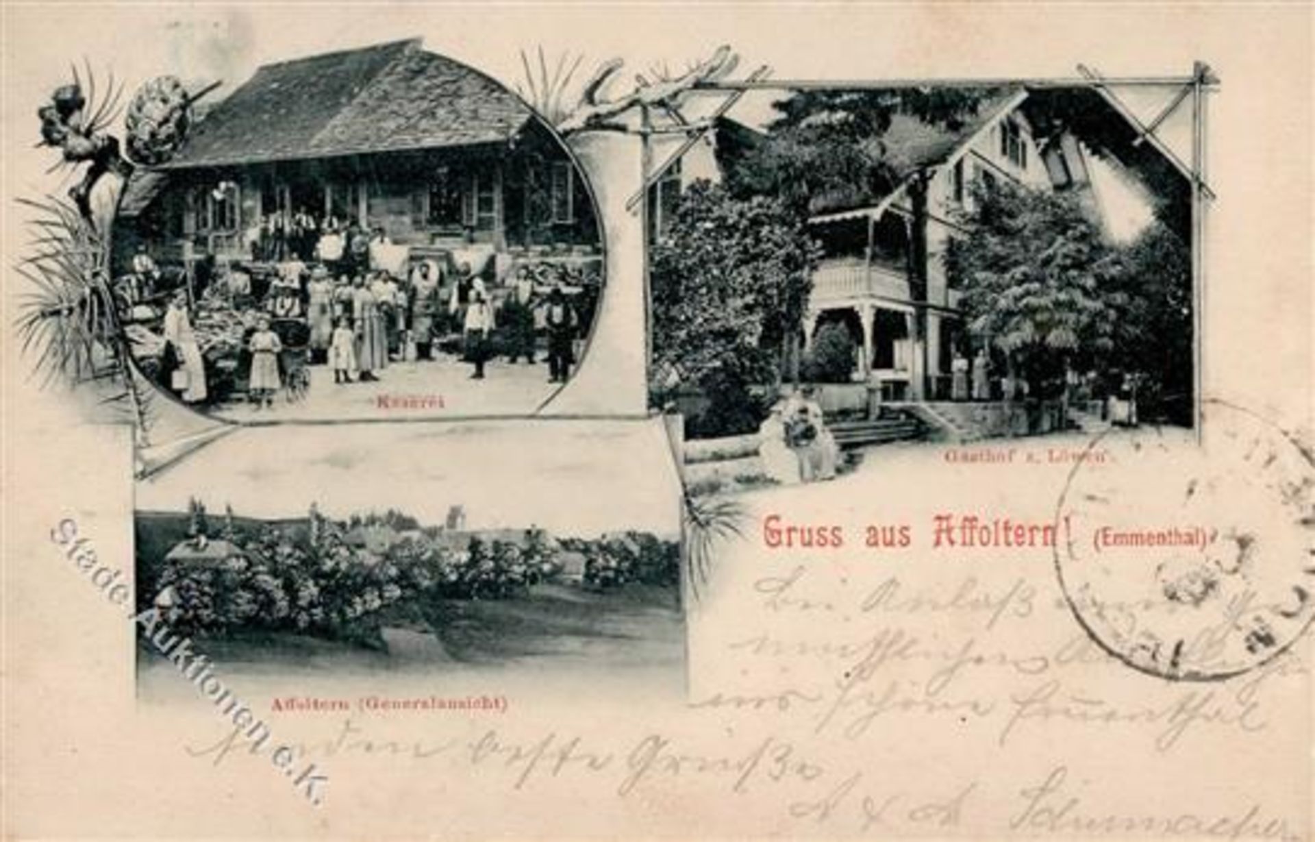 Affoltern im Emmental (3416) Schweiz Gasthaus zum Löwen Ortsansicht Käserei 1900 I-IIDieses Los wird