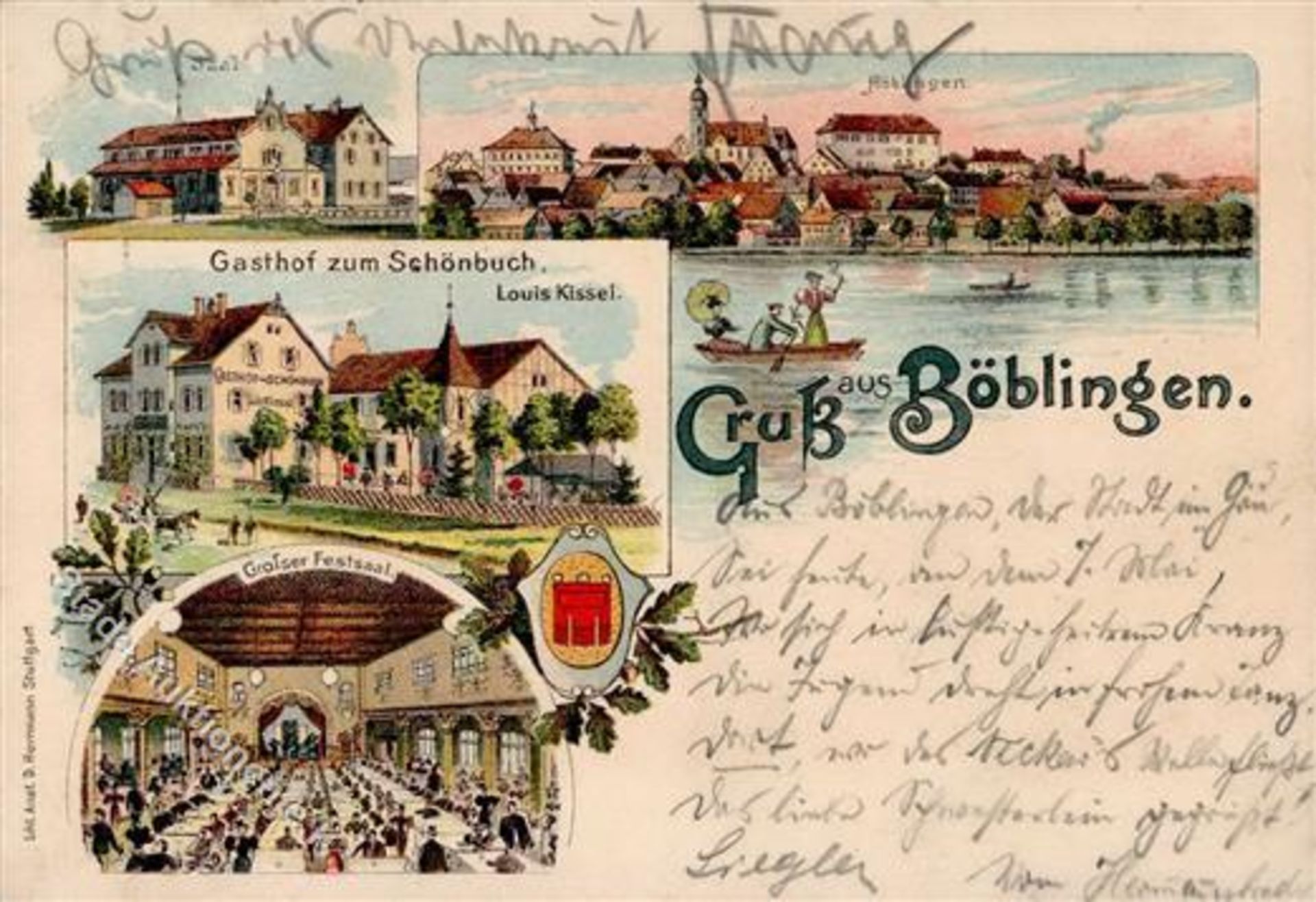 Böblingen (7030) Gasthaus zum Schönbuch Louis Kissel Kirche 1899 I-IIDieses Los wird in einer