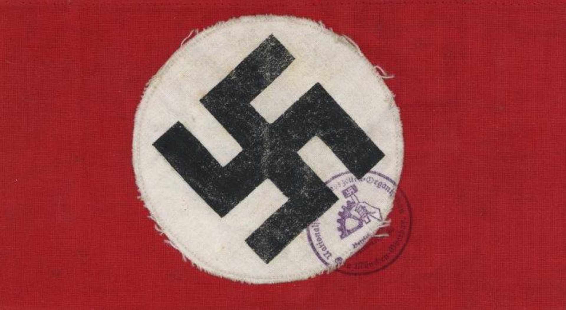 Militaer,WK II,sonstigeWK II Armbinde NSDAP für einen Angehörigen der N.S.B.O. mit Stempel I-