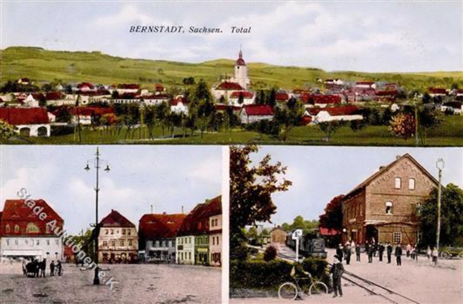 Bernstadt (O8703) Markt Bahnhof Eisenbahn Kirche I-IIDieses Los wird in einer online-Auktion ohne