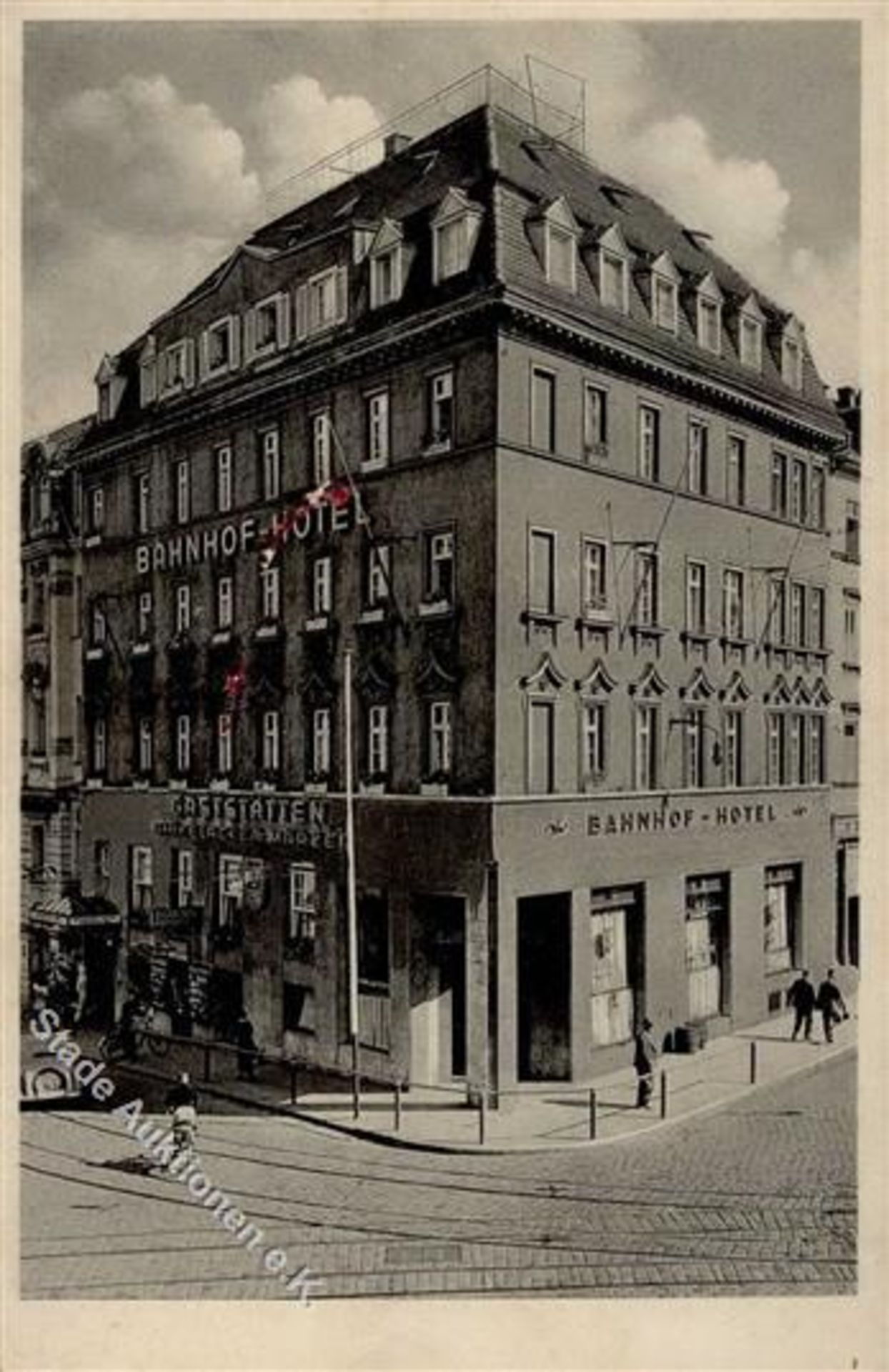 Stuttgart (7000) Bahnhof-Hotel Ludendorffstrasse 7 I-II (Ecken abgestossen)Dieses Los wird in