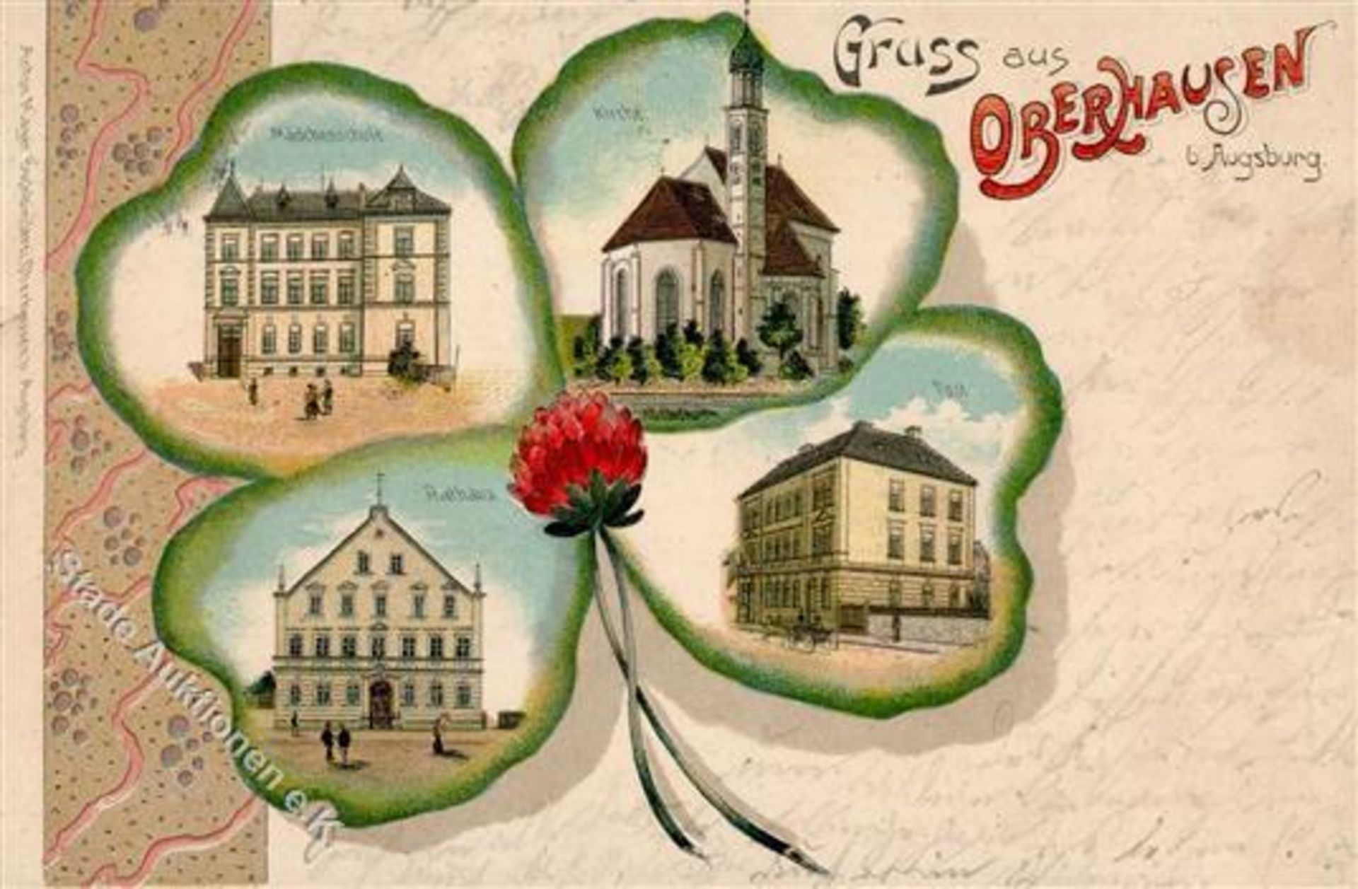 Oberhausen (8900) Rathaus Postamt Lithographie IDieses Los wird in einer online-Auktion ohne