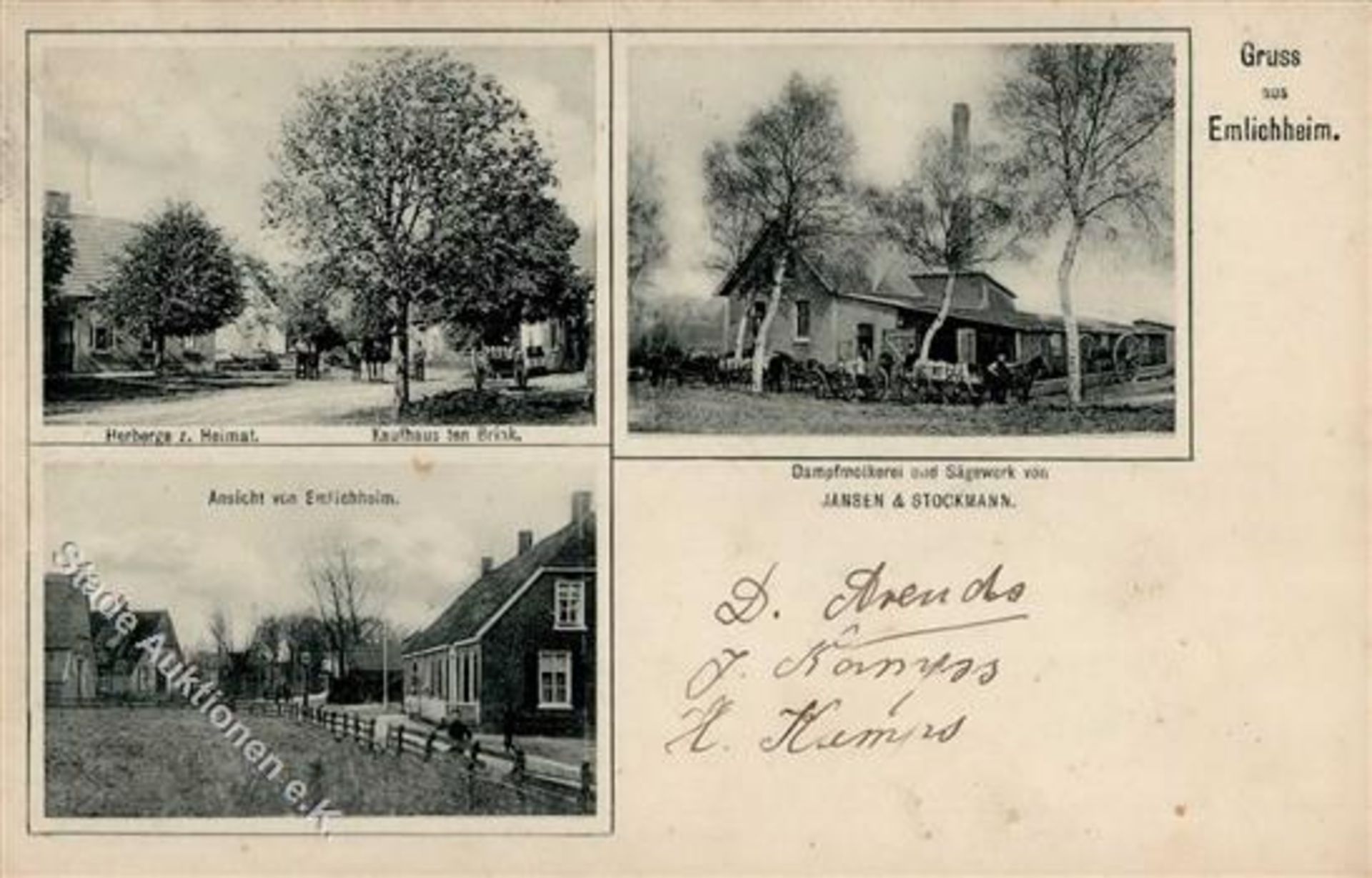 Emlichheim (4459) Gasthaus zur Heimat 1909 I-II (Marke entfernt)Dieses Los wird in einer online-