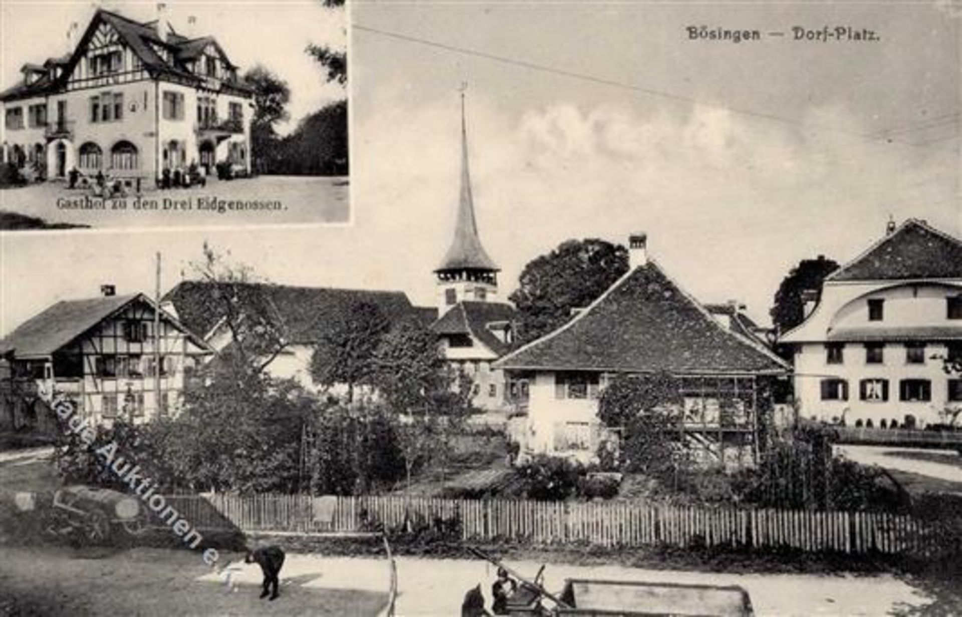 Bösingen (3178) Schweiz Gasthaus zu den drei Eidgenossen Kirche I-IIDieses Los wird in einer