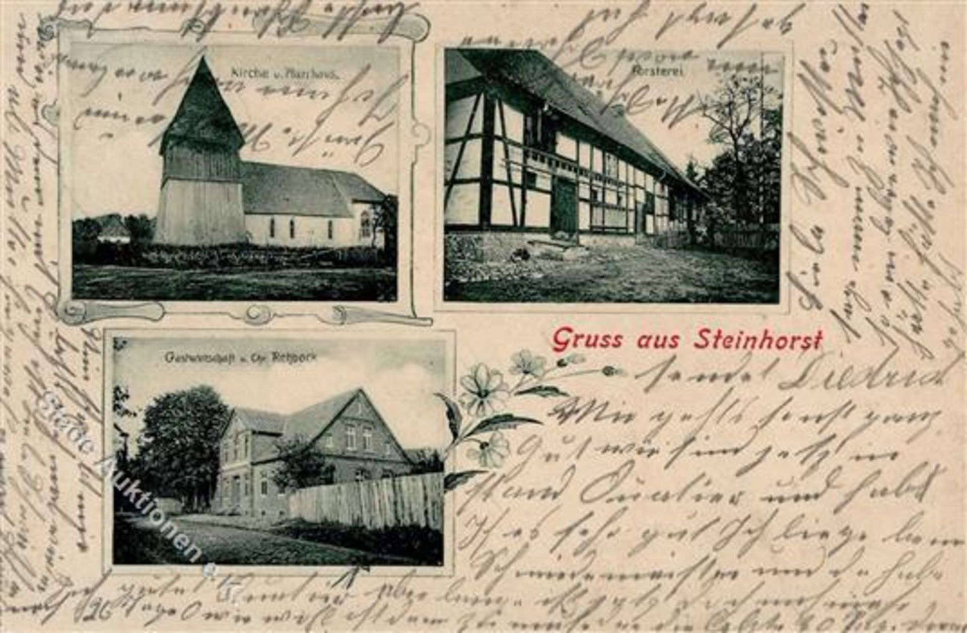 Steinhorst (3101) Gasthaus Chr. Rehbock Kirche Försterei 1901 I-IIDieses Los wird in einer online-